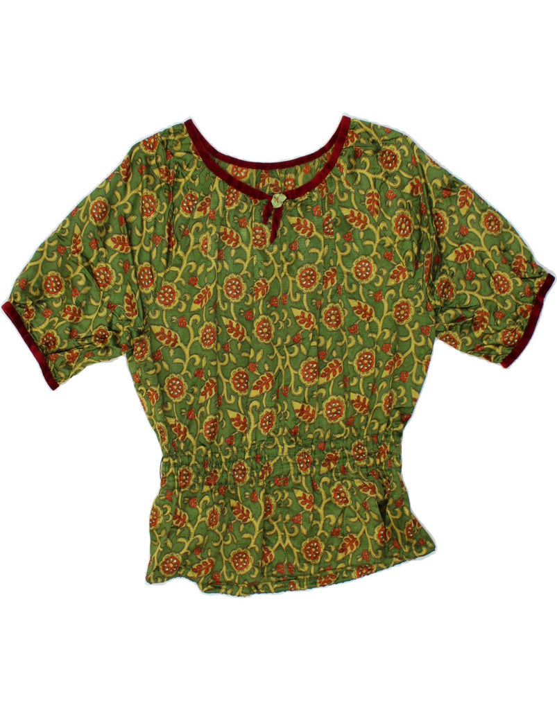 VINTAGE Womens Blouse Top UK 16 Large Green Floral | Vintage Vintage | Thrift | Second-Hand Vintage | Used Clothing | Messina Hembry 