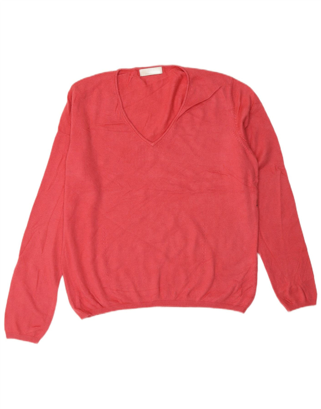 MARKS & SPENCER Womens V-Neck Jumper Sweater UK 16 Large Pink Viscose