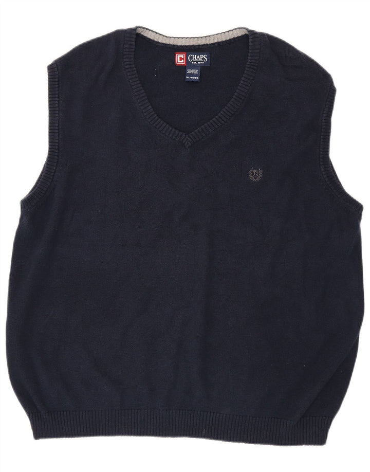 CHAPS Mens Vest Tank Top XL Navy Blue Cotton