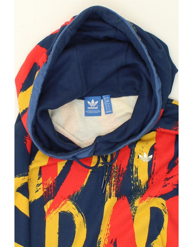 ADIDAS Womens Graphic Hoodie Jumper UK 16 Large  Navy Blue Cotton | Vintage Adidas | Thrift | Second-Hand Adidas | Used Clothing | Messina Hembry 