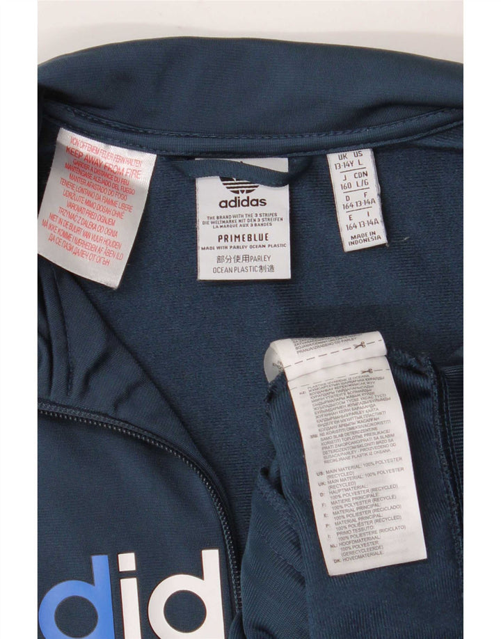 Adidas Boys Graphic Tracksuit Top Jacket 13-14 Years Navy Blue Polyester