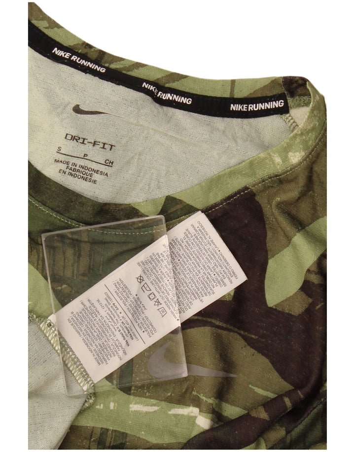 Nike Mens Dri Fit T-Shirt Top Small Khaki Geometric Polyester