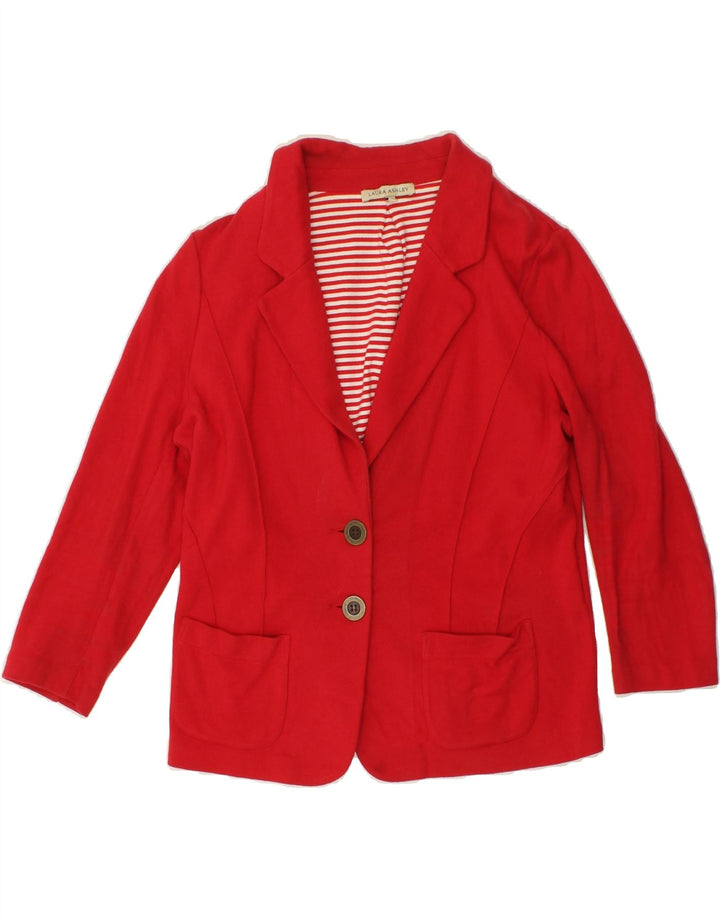 LAURA ASHLEY Womens 2 Button Blazer Jacket UK 16 Large  Red Cotton Vintage Laura Ashley and Second-Hand Laura Ashley from Messina Hembry 
