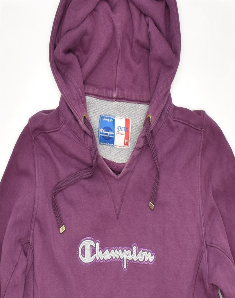 CHAMPION Womens Heritage Classics Hoodie Jumper UK 14 Medium Purple Cotton | Vintage | Thrift | Second-Hand | Used Clothing | Messina Hembry 