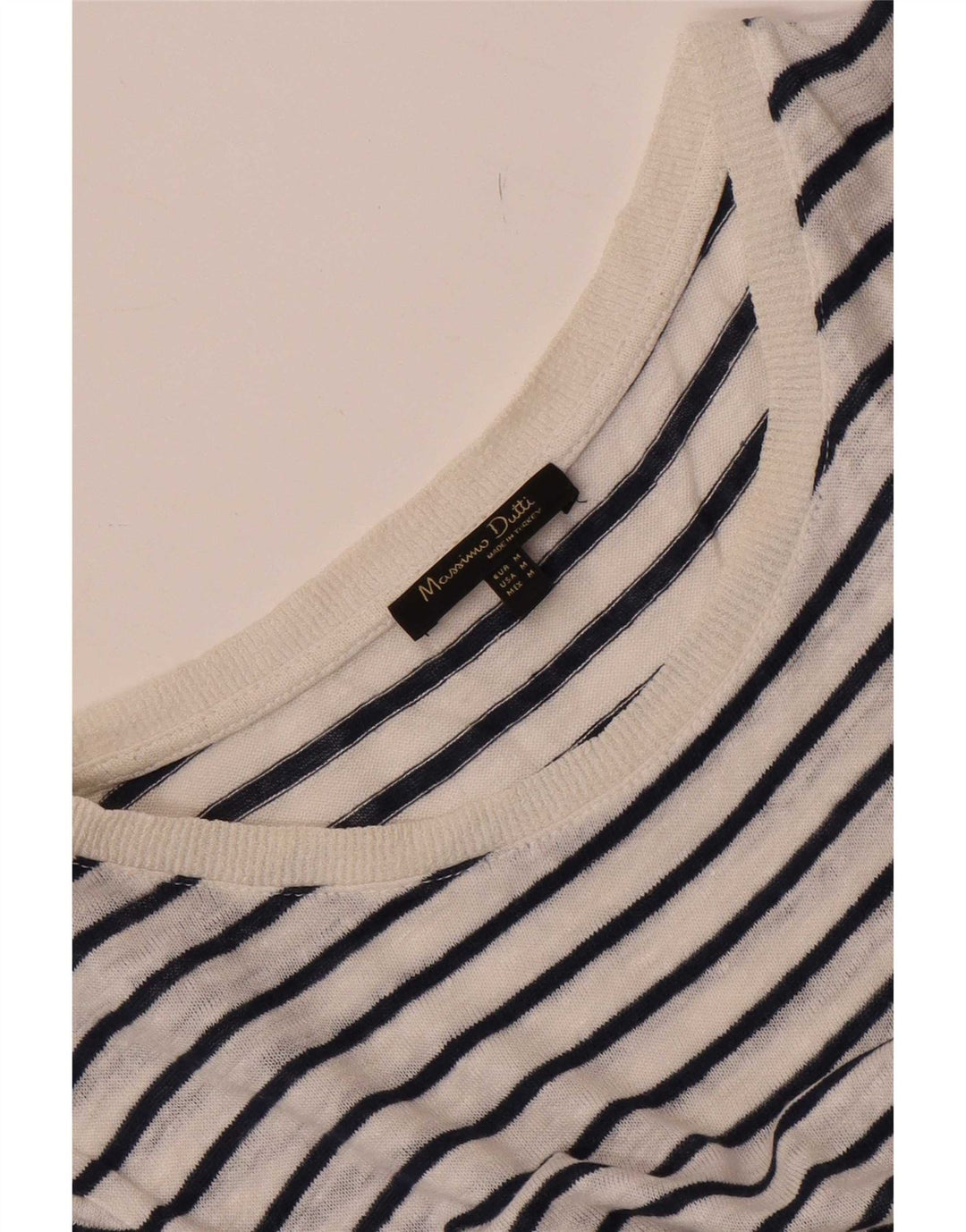 Massimo Dutti Womens T-Shirt Top UK 14 Medium White Striped
