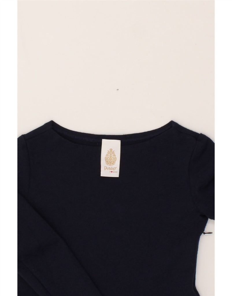 DONDUP Girls Long Sleeve Peplum Dress 7-8 Years Navy Blue Viscose Vintage Dondup and Second-Hand Dondup from Messina Hembry 