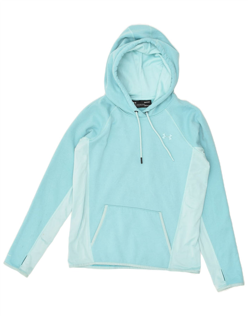 UNDER ARMOUR Womens Cold Gear Hoodie Jumper UK 10 Small Blue Colourblock Vintage Under Armour and Second-Hand Under Armour from Messina Hembry 