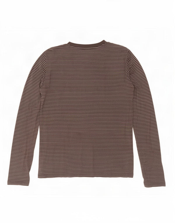 Levi's Womens Top Long Sleeve UK 12 Medium Black Striped Cotton