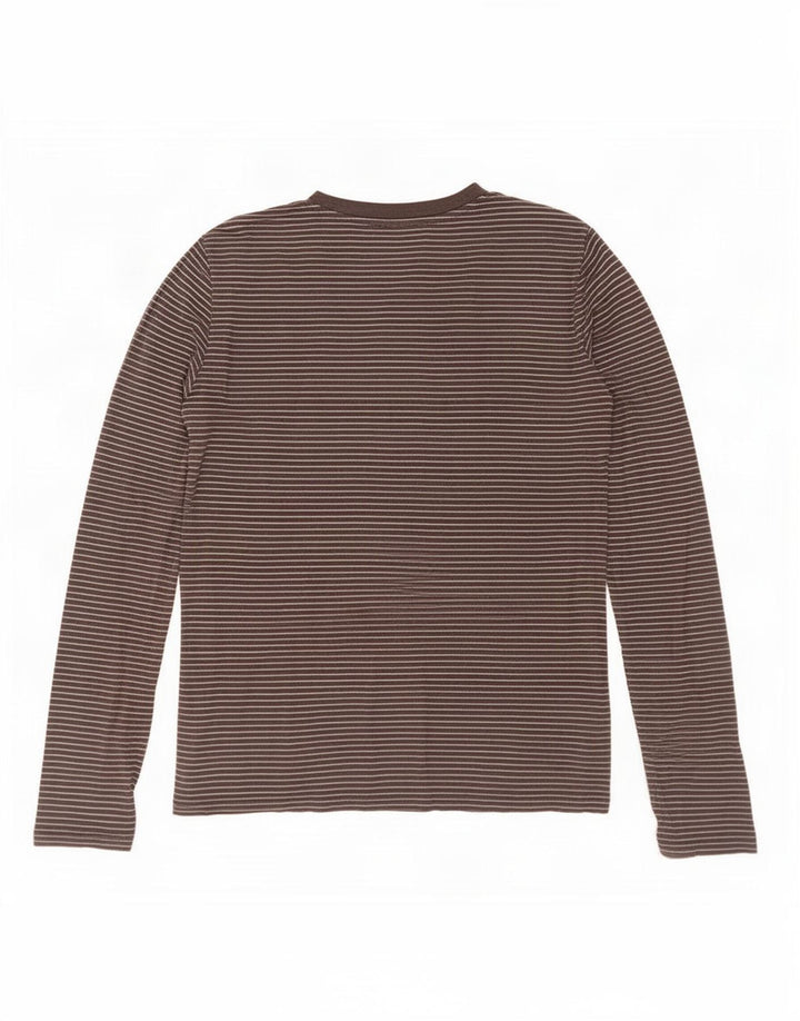 Levi's Womens Top Long Sleeve UK 12 Medium Black Striped Cotton