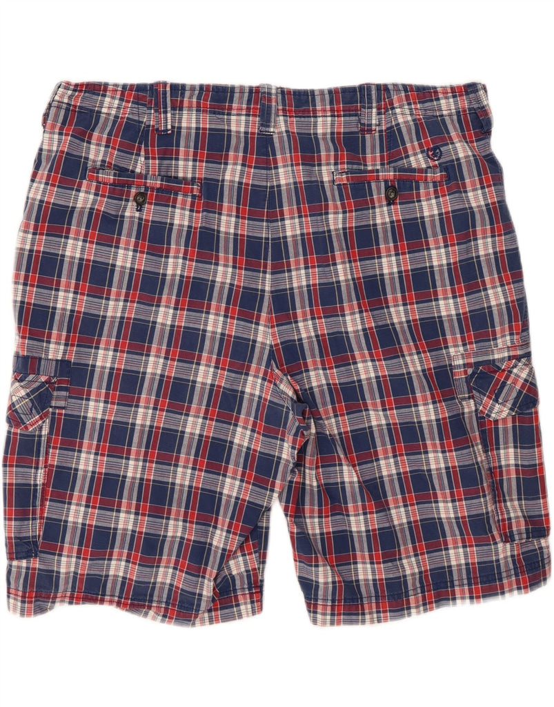 IZOD Mens Cargo Shorts W42 2XL Navy Blue Check Cotton Vintage Izod and Second-Hand Izod from Messina Hembry 
