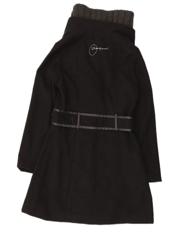 Desigual Womens Graphic Overcoat EU 36 Small Black Polyester