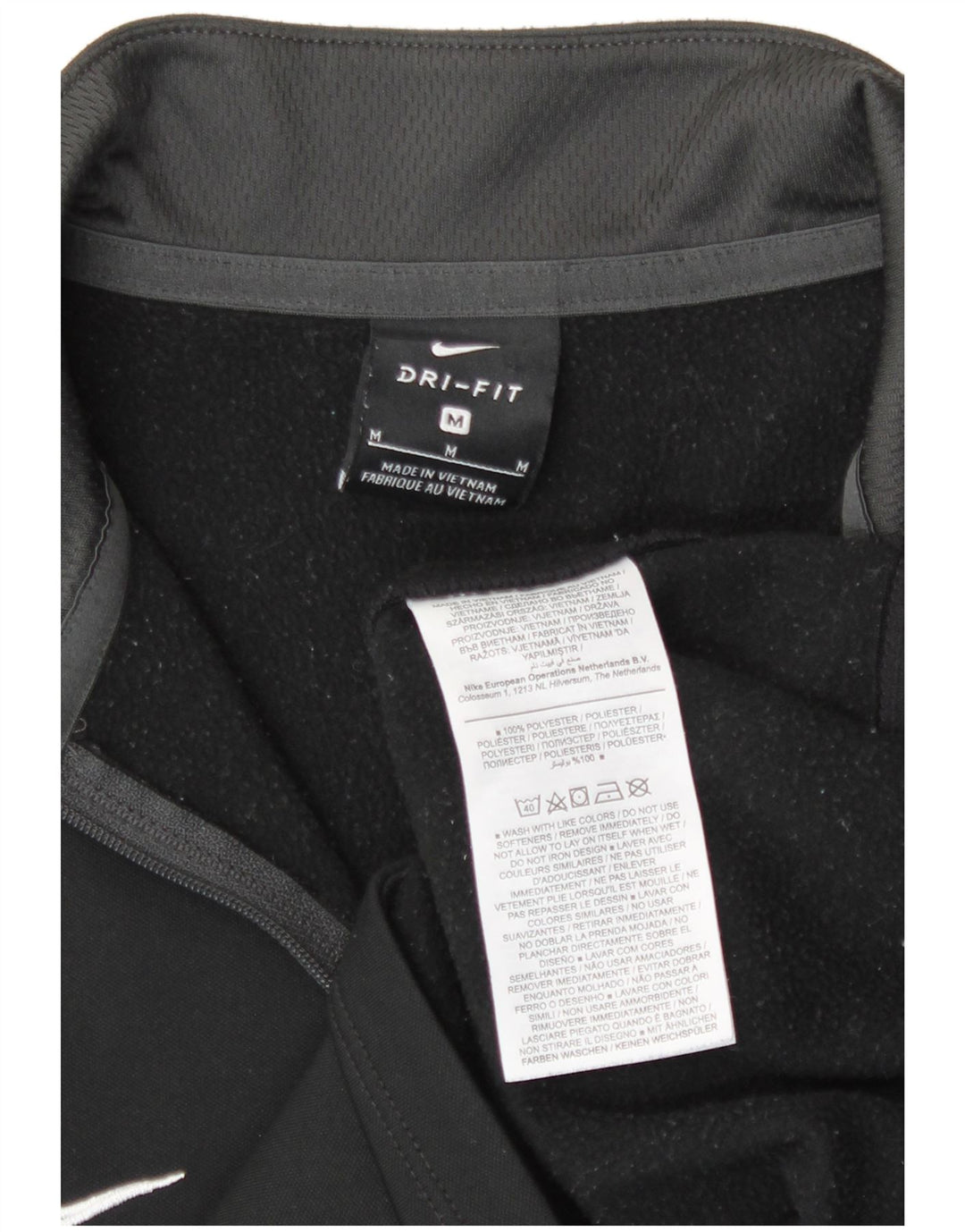 Nike Mens Pullover Tracksuit Top Medium Black Colourblock Polyester