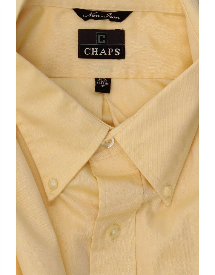 CHAPS Mens Classic Fit Shirt Size 18 1/2 2XL Yellow Vintage Chaps and Second-Hand Chaps from Messina Hembry 