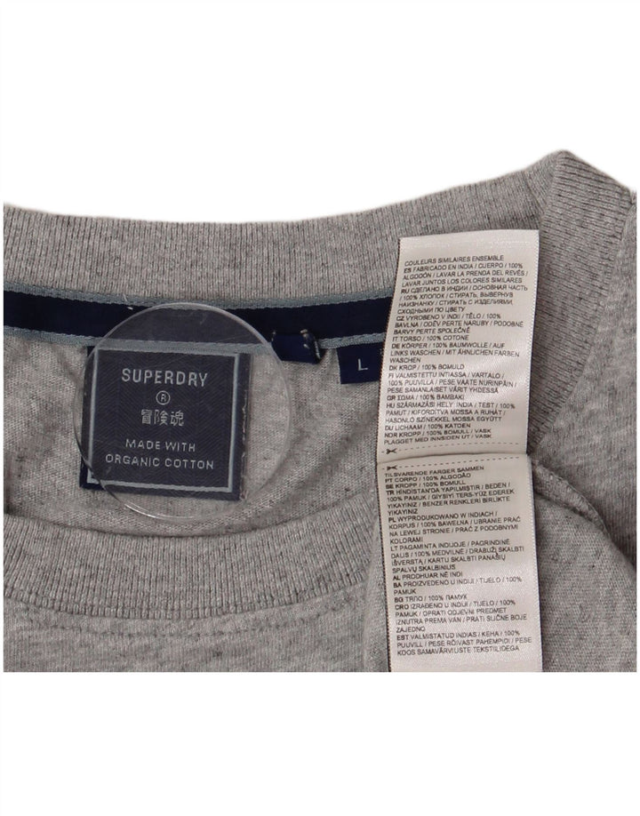 SUPERDRY Mens T-Shirt Top Large Grey Flecked Cotton