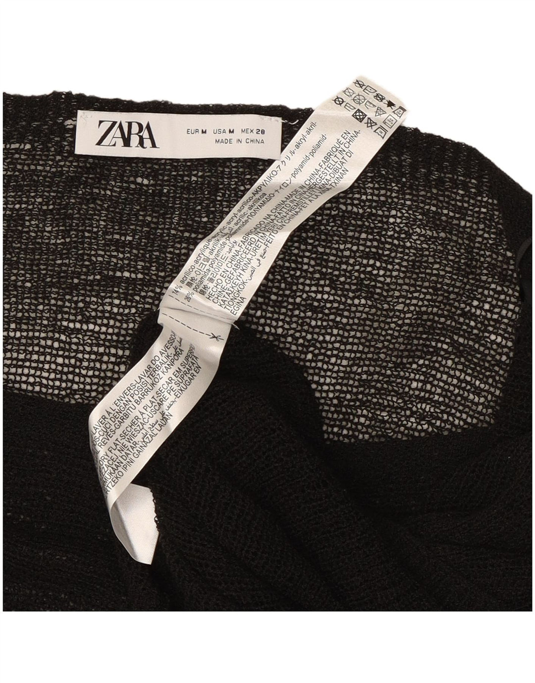 Zara Womens Poncho Blouse Top UK 12 Medium Black Acrylic
