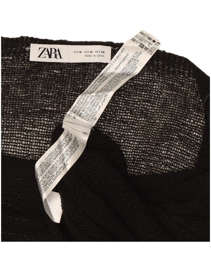 Zara Womens Poncho Blouse Top UK 12 Medium Black Acrylic