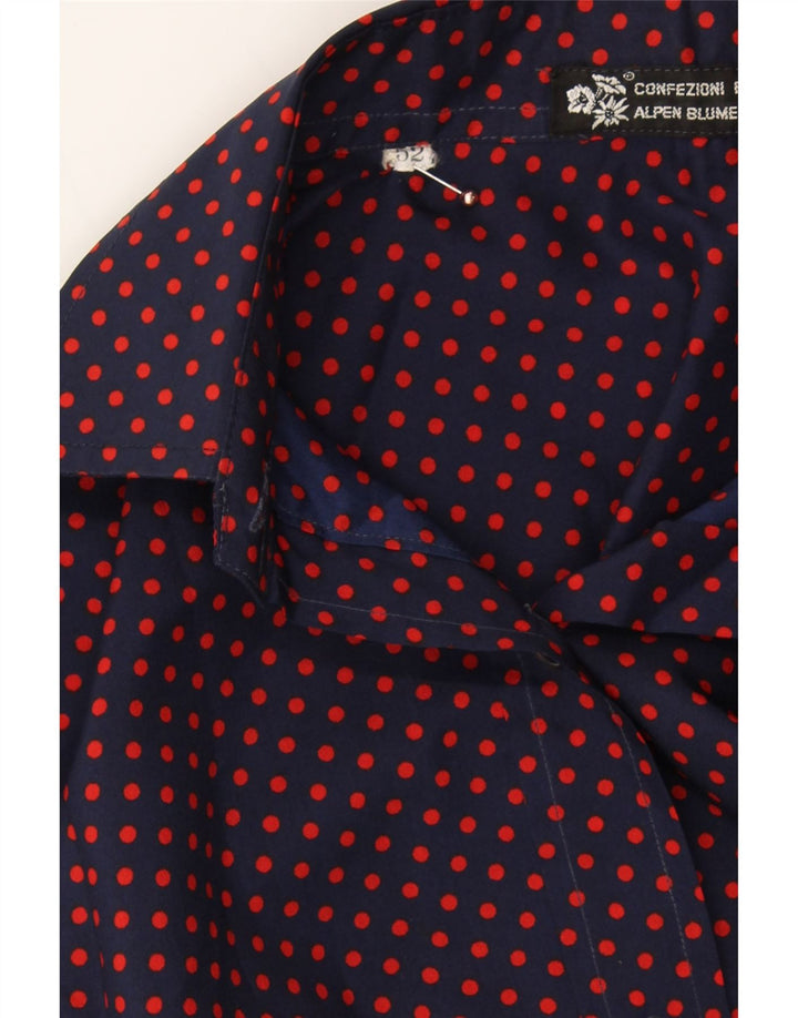 VINTAGE Womens Short Sleeve Shirt IT 52 2XL Navy Blue Spotted Vintage Vintage and Second-Hand Vintage from Messina Hembry 