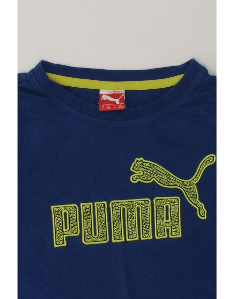 PUMA Boys Graphic T-Shirt Top 7-8 Years Blue | Vintage Puma | Thrift | Second-Hand Puma | Used Clothing | Messina Hembry 