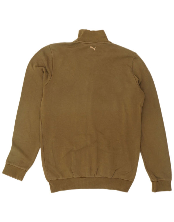 PUMA Boys Tracksuit Top Jacket 15-16 Years Khaki Cotton