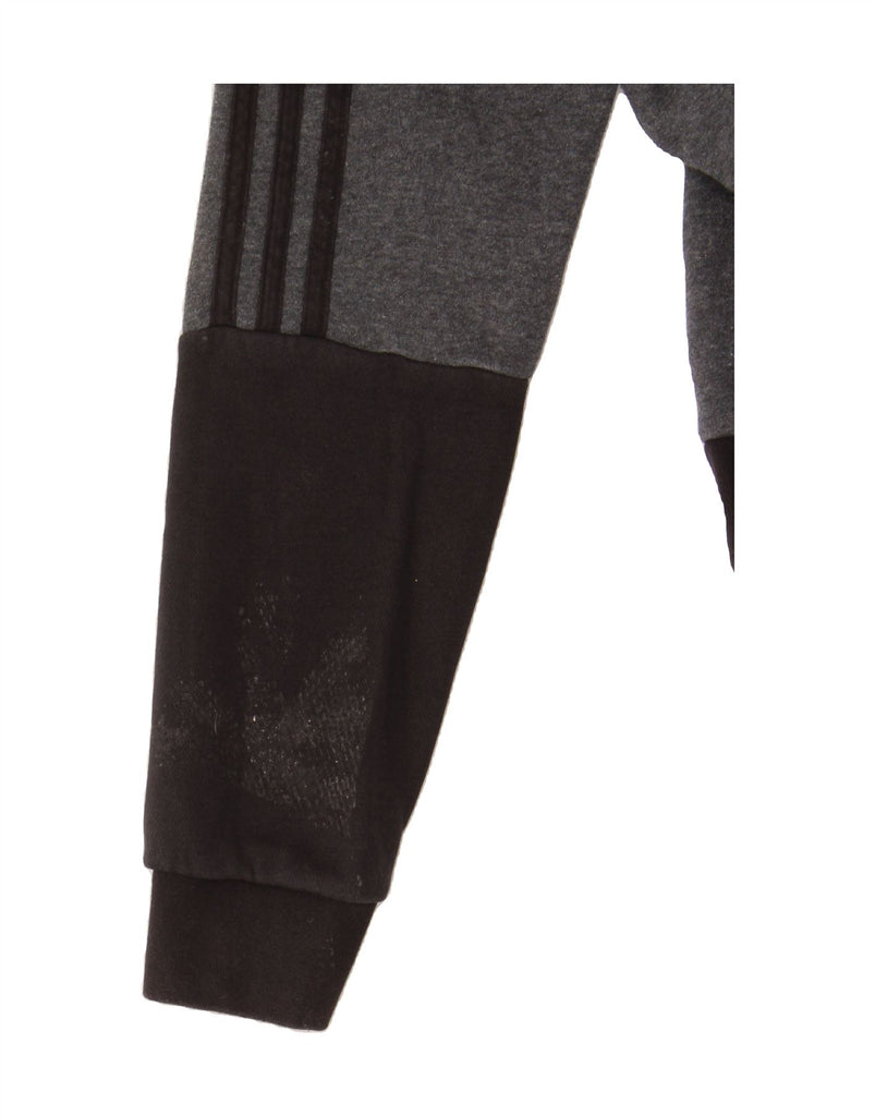 ADIDAS Boys Zip Hoodie Sweater 13-14 Years Grey Colourblock Cotton Vintage Adidas and Second-Hand Adidas from Messina Hembry 