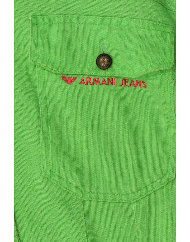 Armani Jeans Womens Crop Bomber Jacket IT 44 Medium Green Cotton