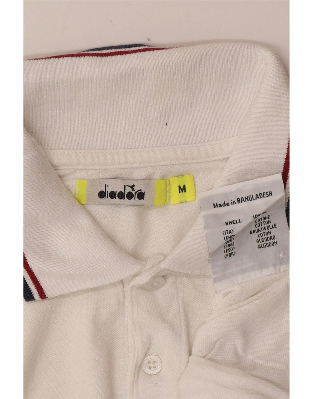 DIADORA Mens Polo Shirt Medium White Cotton