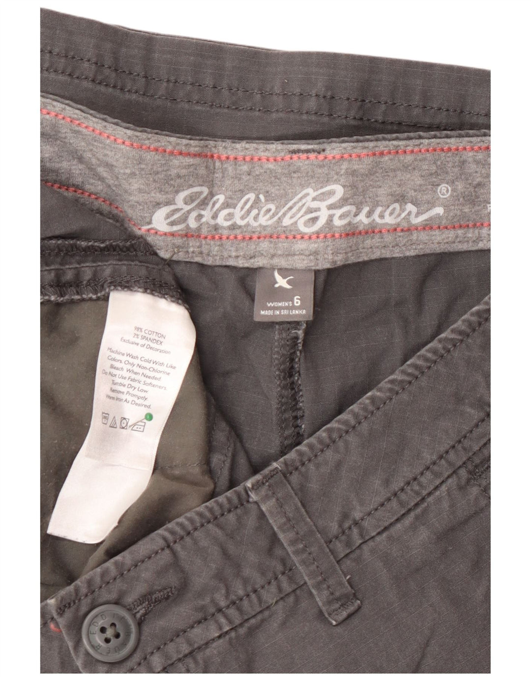 Eddie Bauer Womens Slightly Curvy Cargo Shorts US 6 Medium W30  Grey Cotton