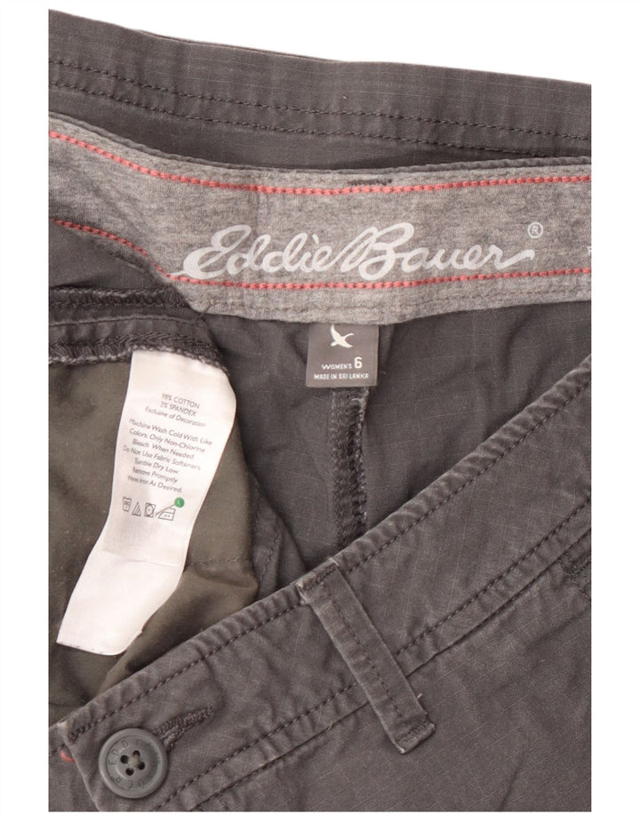 Eddie Bauer Womens Slightly Curvy Cargo Shorts US 6 Medium W30  Grey Cotton