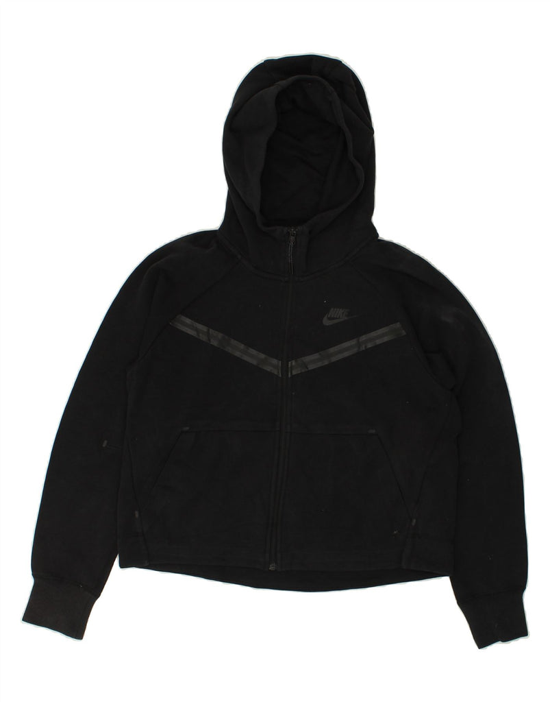 NIKE Womens Oversized Zip Hoodie Sweater UK 10 Small Black Cotton | Vintage Nike | Thrift | Second-Hand Nike | Used Clothing | Messina Hembry 