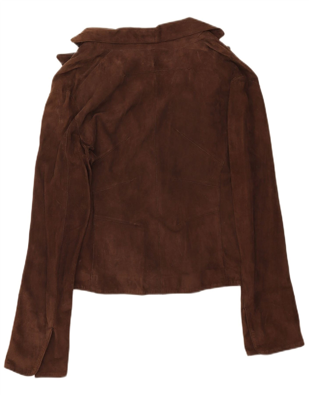 Latramoda Womens 1 Button Suede Blazer Jacket IT 46 Large Brown Leather