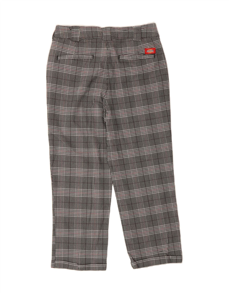 DICKIES Womens Straight Cropped Trousers US 9 Large W34 L24 Grey Check Vintage Dickies and Second-Hand Dickies from Messina Hembry 