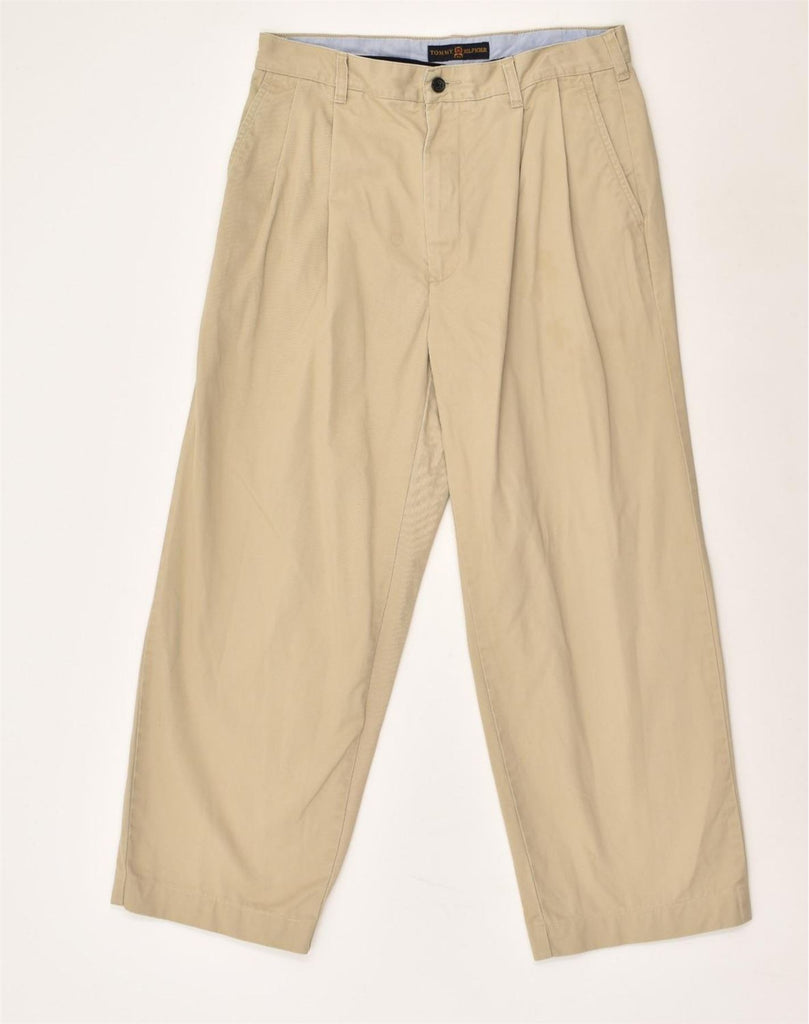 TOMMY HILFIGER Mens Golf Straight Casual Trousers W32 L27 Beige Cotton | Vintage Tommy Hilfiger | Thrift | Second-Hand Tommy Hilfiger | Used Clothing | Messina Hembry 