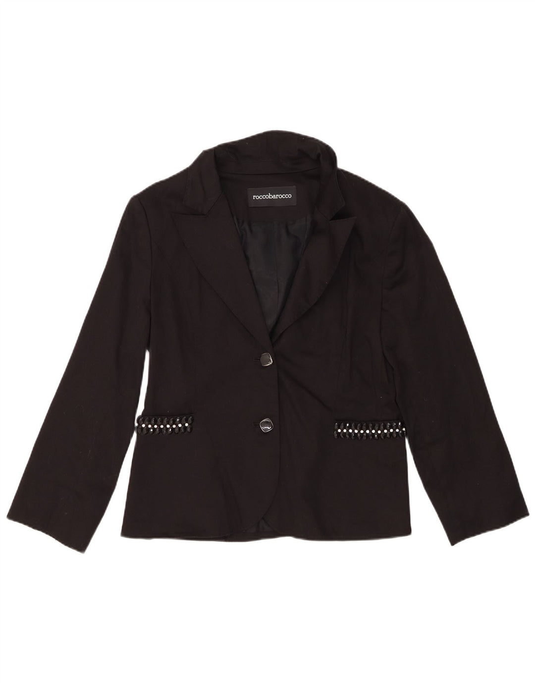 Roccobarocco Womens 2 Button Blazer Jacket IT 50 XL Black Cotton