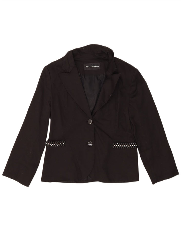 Roccobarocco Womens 2 Button Blazer Jacket IT 50 XL Black Cotton