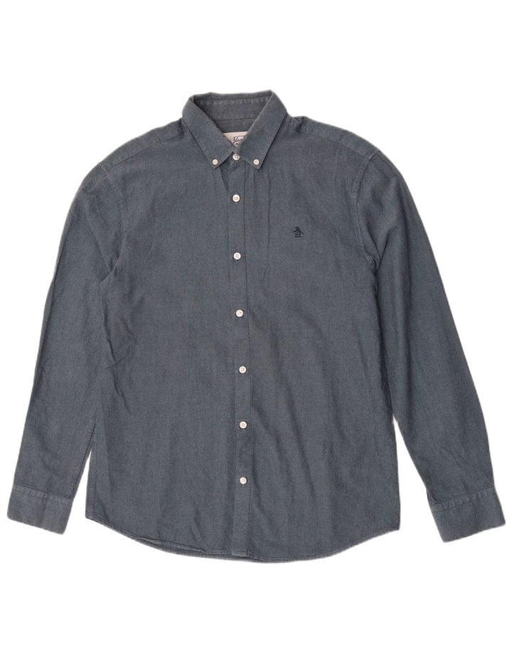 Penguin Mens Shirt Medium Blue Cotton