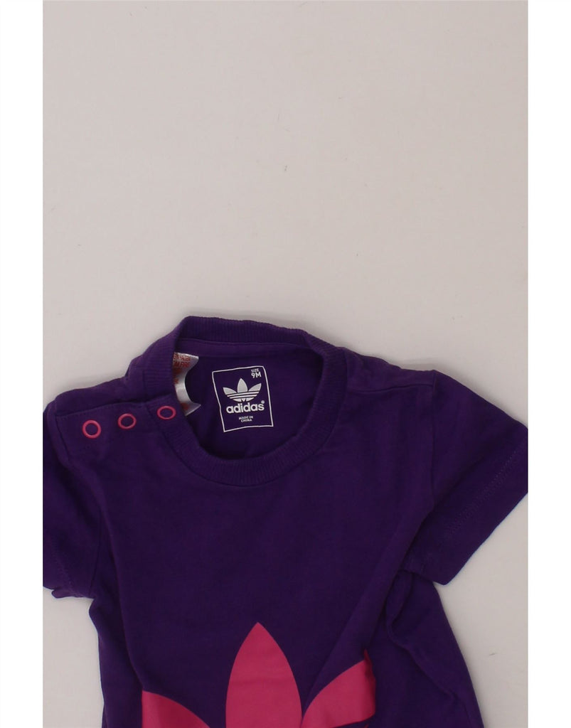 ADIDAS Baby Girls Graphic T-Shirt Top 6-9 Months Purple Cotton Sports Vintage Adidas and Second-Hand Adidas from Messina Hembry 