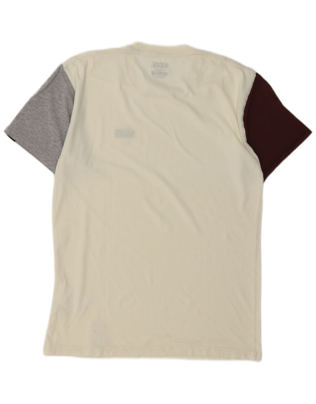 VANS Mens Classic Fit T-Shirt Top Medium Off White Colourblock Cotton