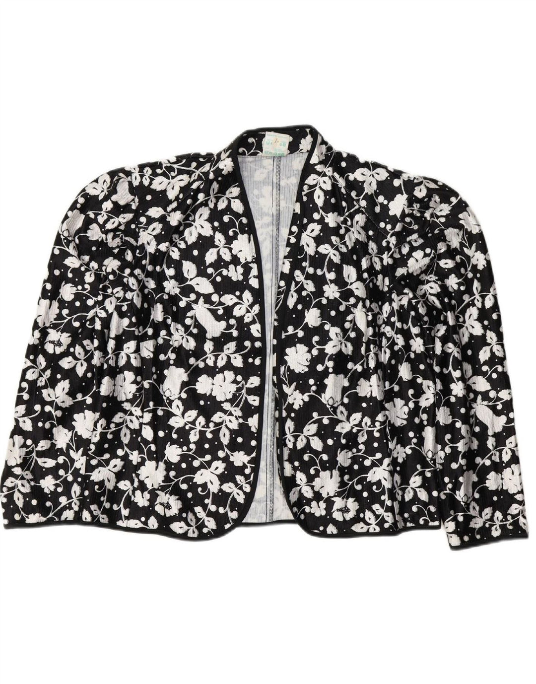 FRANKENWALDER Womens Cardigan Top EU 42 Large Black Floral Polyester