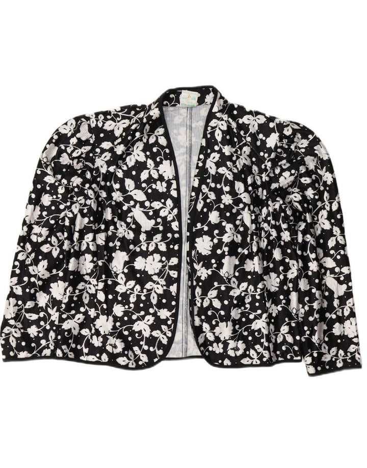 FRANKENWALDER Womens Cardigan Top EU 42 Large Black Floral Polyester