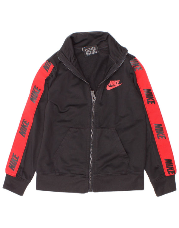 Nike Boys Graphic Tracksuit Top Jacket 3-4 Years XS Black Colourblock
