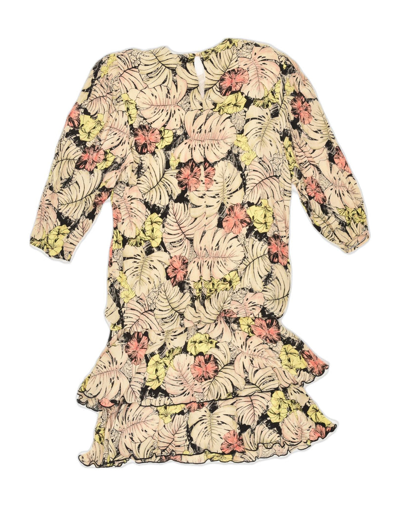 YESSICA Womens 3/4 Sleeve Drop Waist Dress EU 38 Medium Beige Floral | Vintage Yessica | Thrift | Second-Hand Yessica | Used Clothing | Messina Hembry 