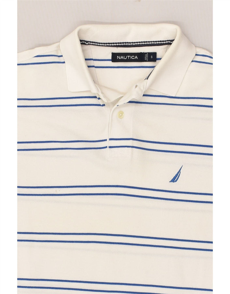 NAUTICA Mens Polo Shirt Small White Striped Cotton | Vintage Nautica | Thrift | Second-Hand Nautica | Used Clothing | Messina Hembry 