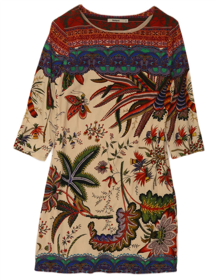 DESIGUAL Womens Graphic Shift Dress EU 36 Small Multicoloured Floral