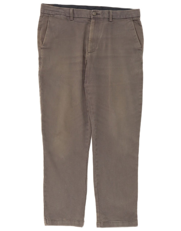 Marks & Spencer Mens Slim Chino Trousers W36 L31 Grey Cotton