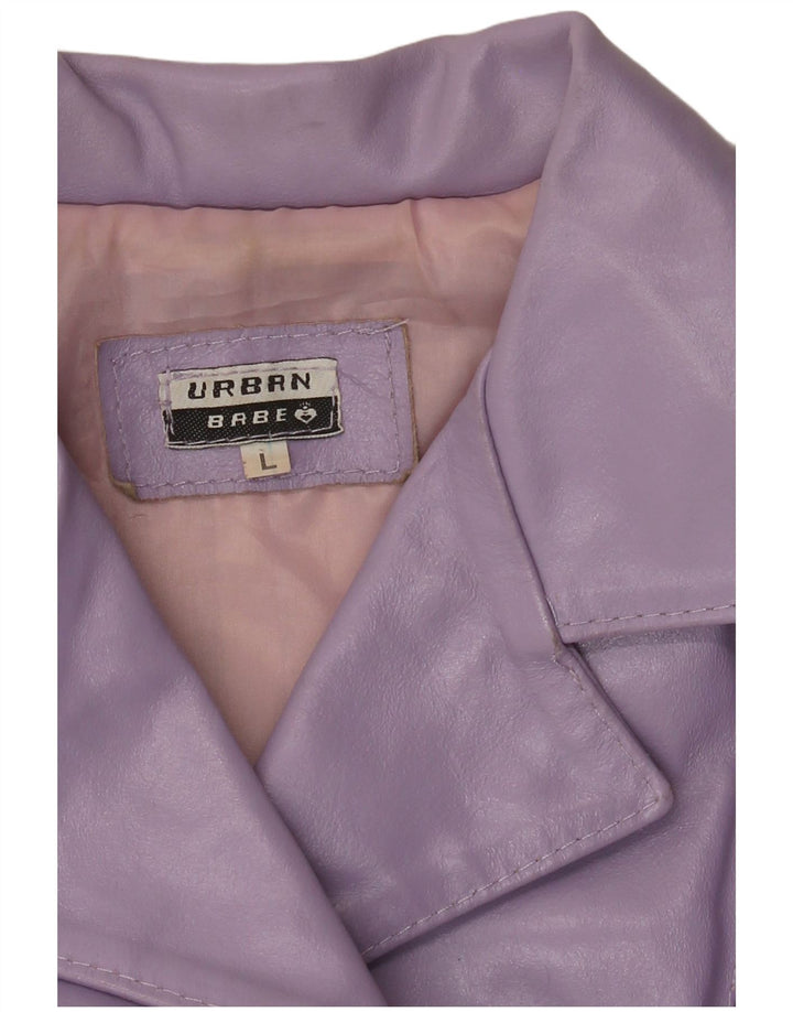 Vintage Womens Leather Jacket UK 14 Large Purple