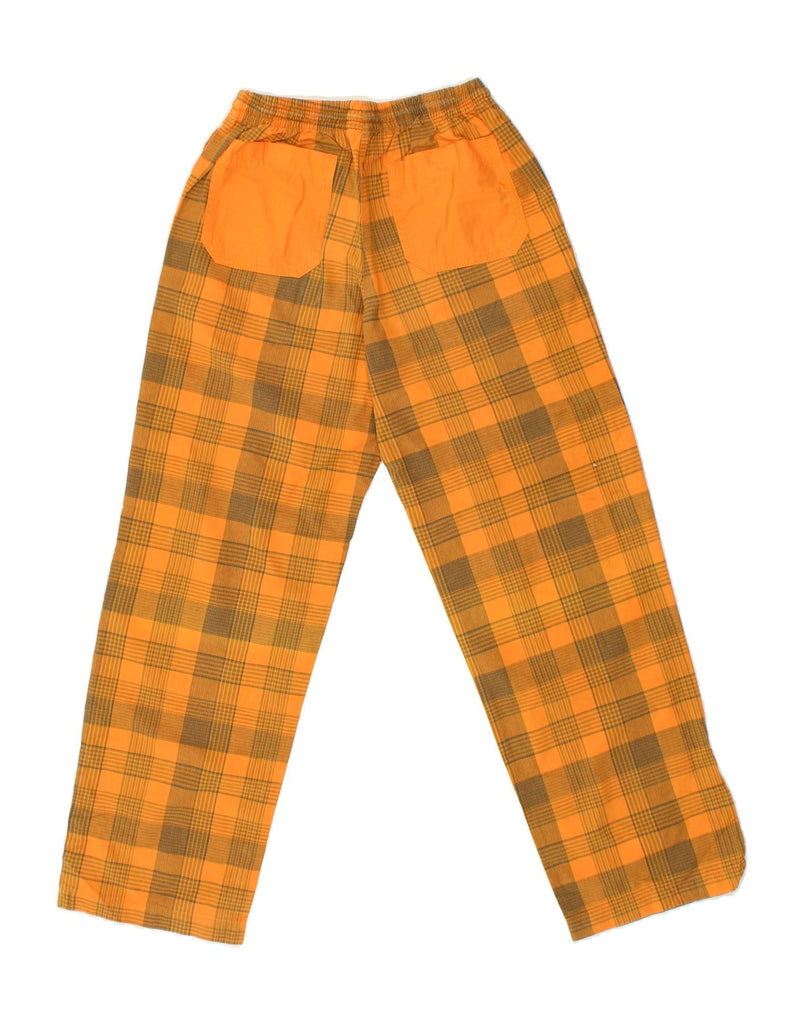 THINK PINK Boys Graphic Chino Trousers 11-12 Years W25 L28 Orange Check Vintage Think Pink and Second-Hand Think Pink from Messina Hembry 