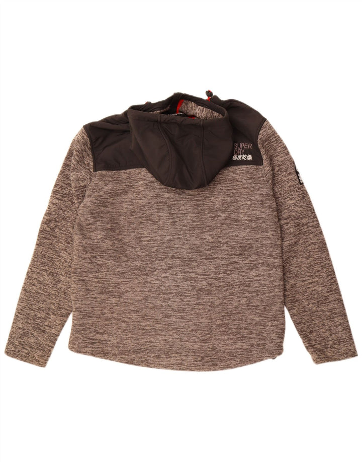Superdry Mens Zip Hoodie Sweater 2XL Grey Colourblock Polyester