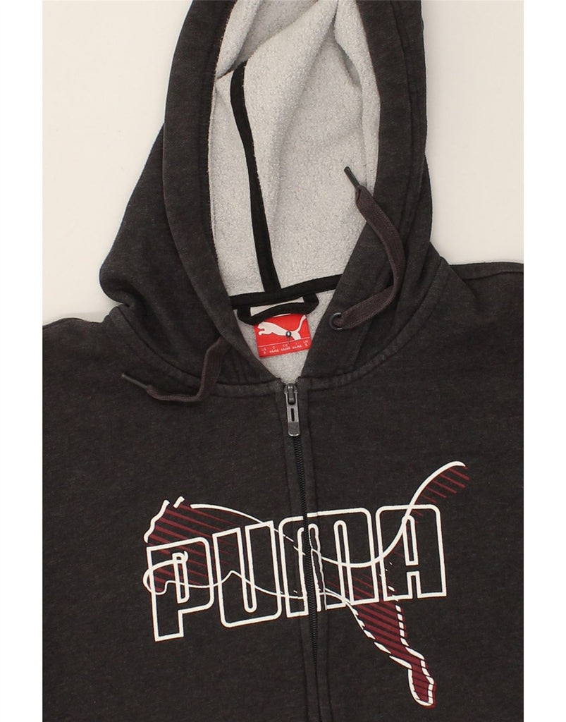 PUMA Mens Graphic Zip Hoodie Sweater Small Grey Cotton | Vintage Puma | Thrift | Second-Hand Puma | Used Clothing | Messina Hembry 