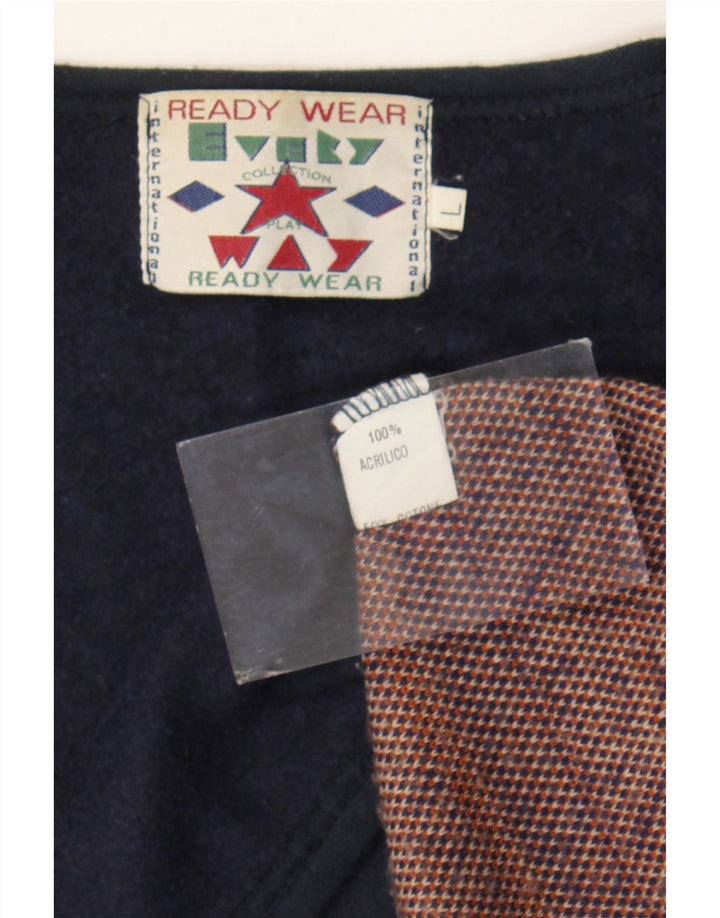 Vintage Mens Knit Waistcoat Large Multicoloured Geometric Acrylic Aztec