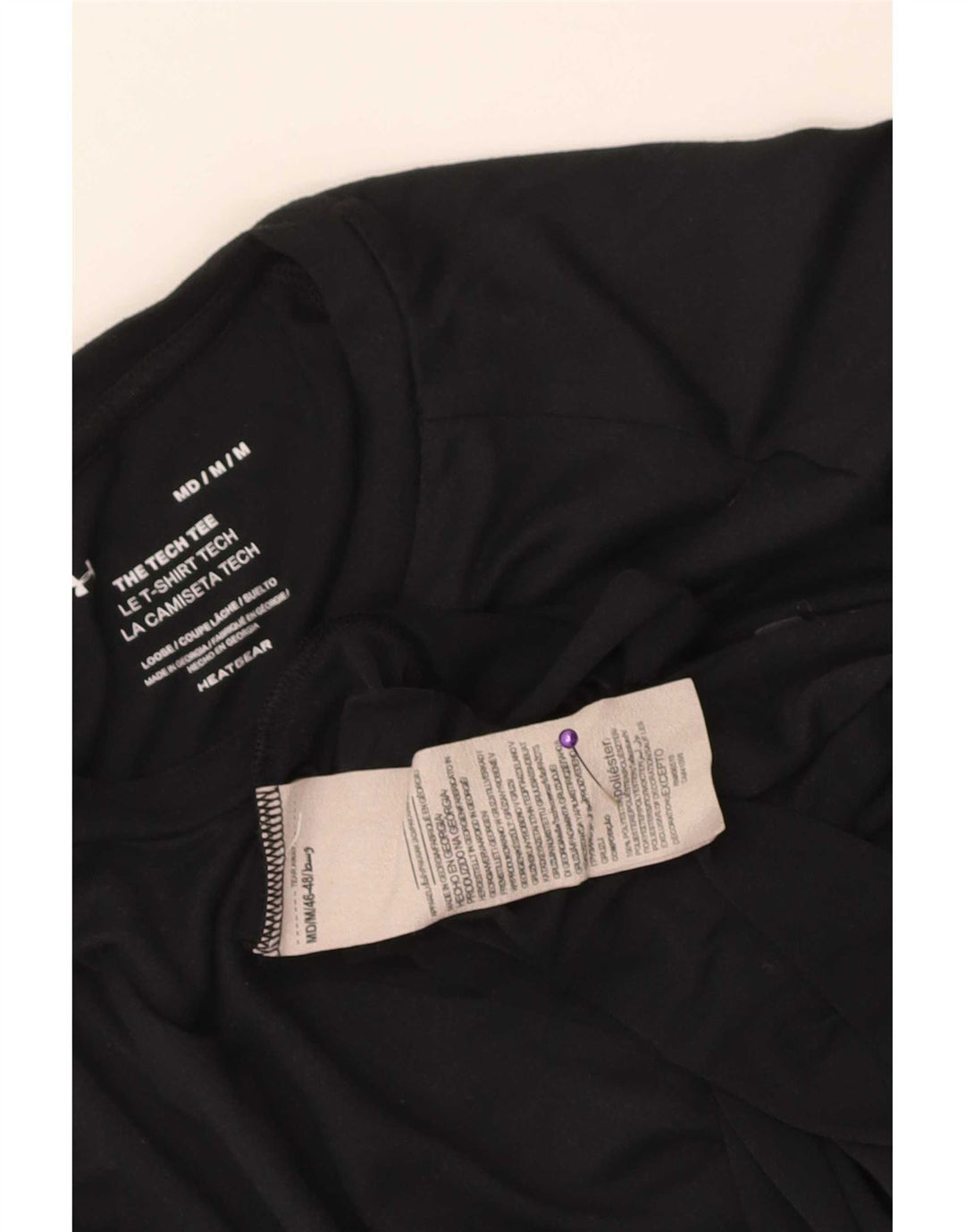 Under Armour Mens Heat Gear T-Shirt Top Medium Black Polyester